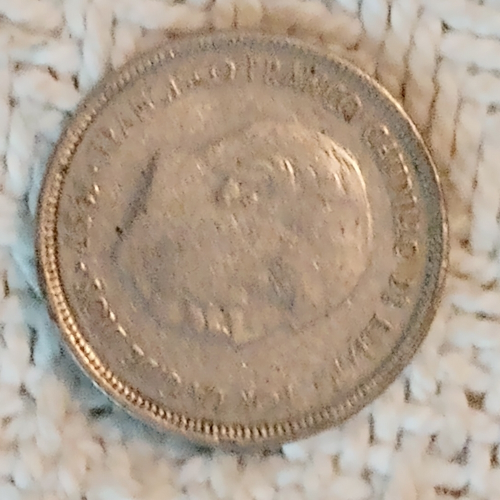 Antique Vintage 1957 Spanish Espana Silver 5 Pesetas Coin